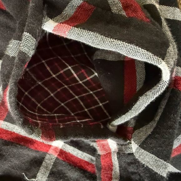 J.Jill Button Up tunic top women’s L Petite red black plaid long sleeve fall - Picture 9 of 11